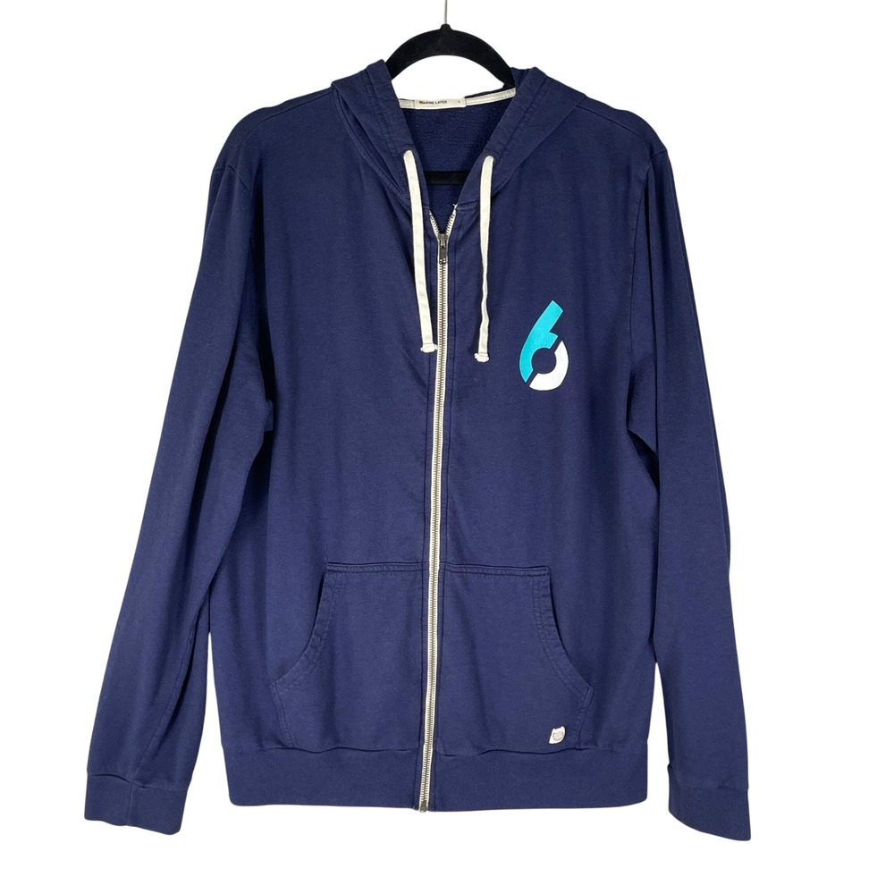 Marine Layer Afternoon Hoodie Mens Large Navy Blue Cotton Modal Graphic Full Zip